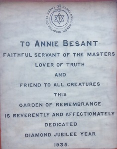 Plaque at the Garden of Remembrance, Adyar ii